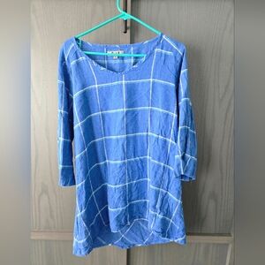 FLAX Blue Checkered Top